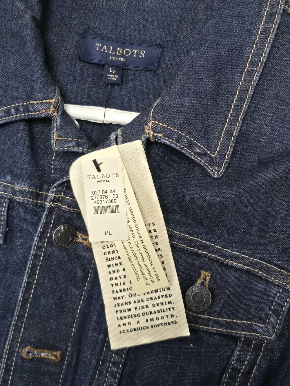 Talbots Classic Denim Jean Jacket Dard Blue Wash Size LP - Picture 3 of 4